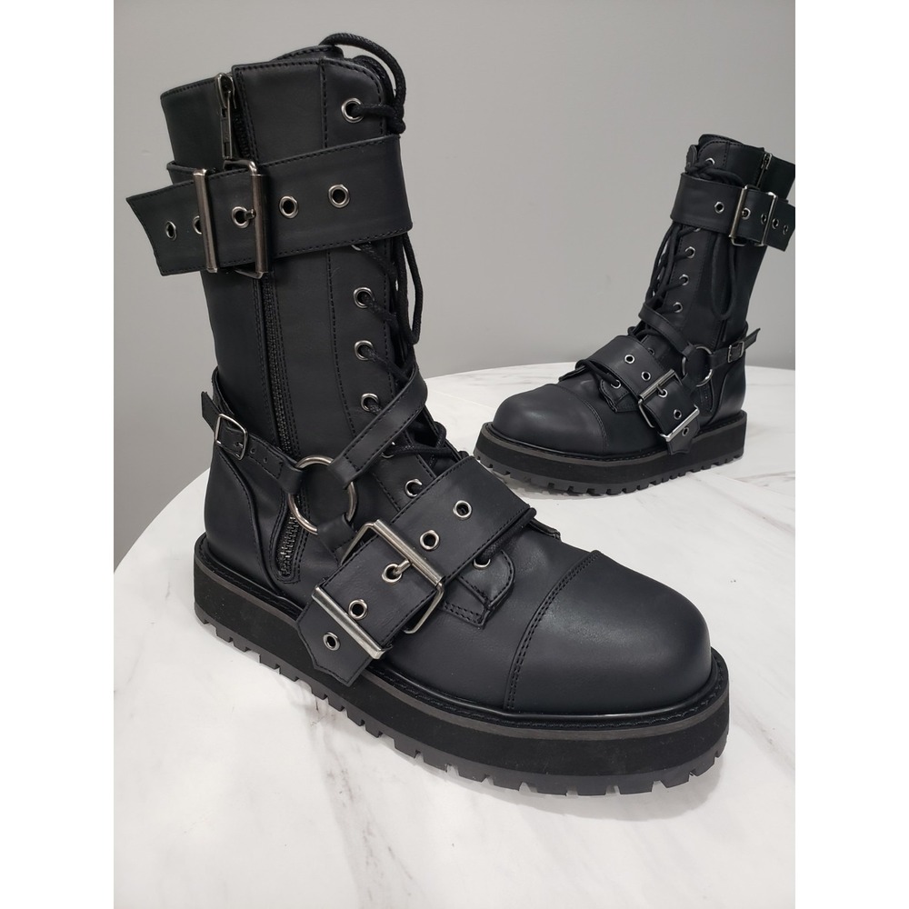 SIZE 8 Pleaser Demonia Valor 220 Platform Lace-Up Combats Boot